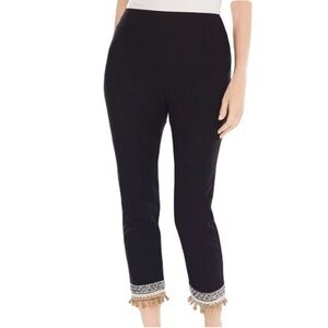 Chico's so slimming Black Cropped Pants with boho Tassel Detail 0.5 small